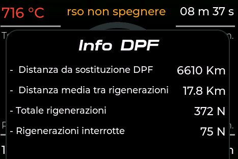 Schermata dettagli DPF