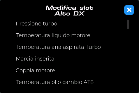 Lista parametri Custom Dash